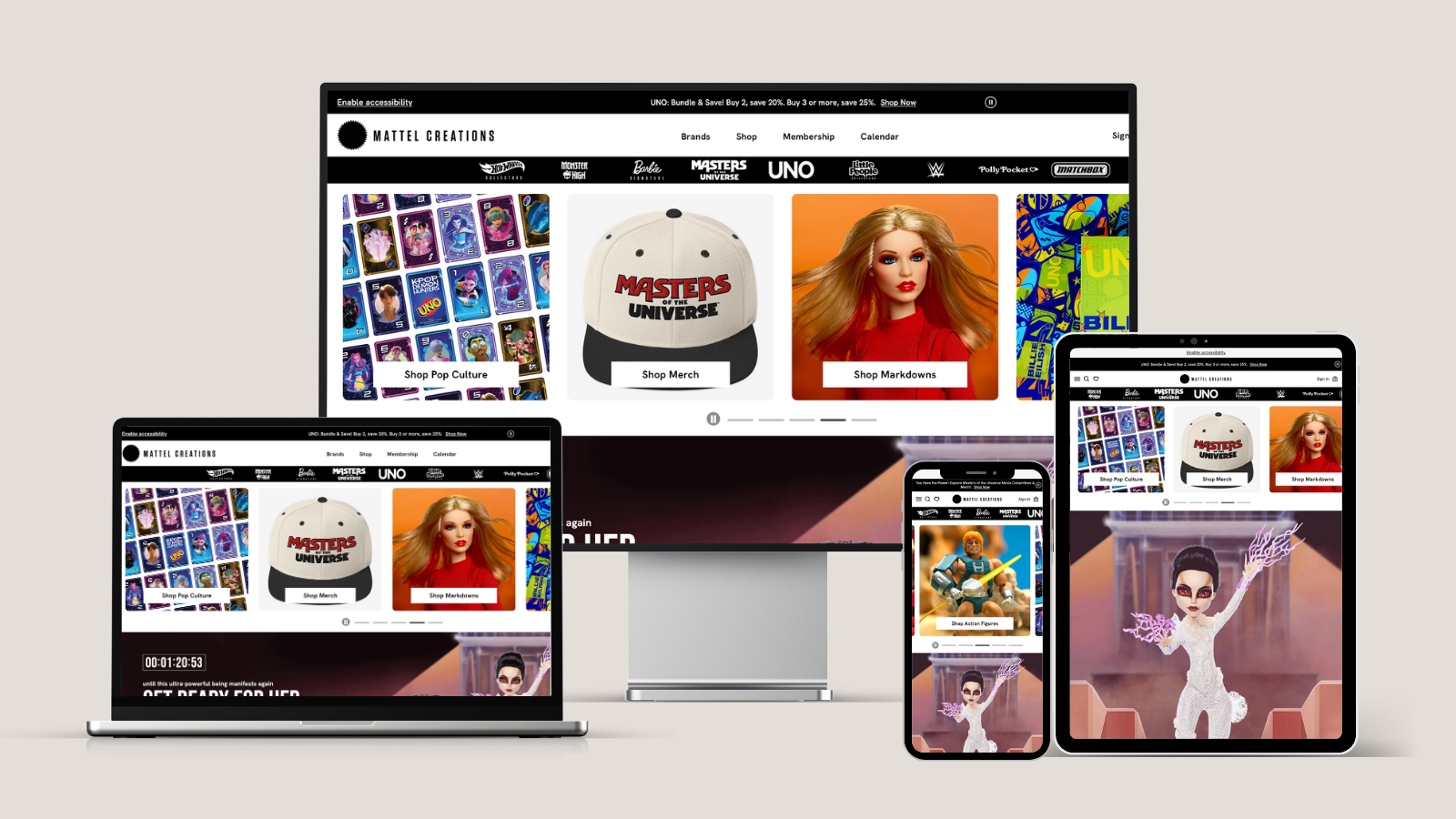 Mattel Creations e-commerce store screenshot